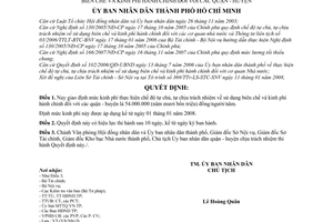 Quyết định 10/2008/QĐ-UBND giao định mức kinh phí thực hiện chế độ tự chủ,chịu trách nhiệm sử dụng biên chế và kinh phí hành chính quận huyện