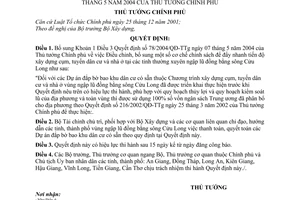 Quyết định 23/2008/QĐ-TTg điều chỉnh cơ chế chính sách đẩy nhanh tiến độ xây dựng cụm, tuyến dân cư và nhà ở các tỉnh thường ngập lũ ĐBSCL