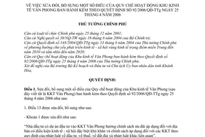 Quyết định 21/2008/QĐ-TTg Quy chế hoạt động Khu kinh tế Vân Phong  sửa đổi  Quy chế hoạt động Khu kinh tế Vân Phong ban hành kèm theo QĐ 92/2006/QĐ-TT