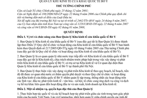 Quyết định 22/2008/QĐ-TTg  quy định chức năng, nhiệm vụ, quyền hạn và cơ cấu tổ chức của ban quản lý khu kinh tế cửa khẩu quốc tế Bờ Y