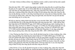 Chỉ thị 03/2008/CT-UBND phòng cháy chữa cháy rừng mùa khô 2007 2008 Đồng Nai