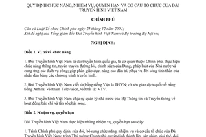 Nghị định 18/2008/NĐ-CP chức năng, nhiệm vụ, quyền hạn cơ cấu tổ chức Đài truyền hình Việt Nam