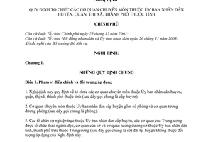 Nghị định 14/2008/NĐ-CP tổ chức cơ quan chuyên môn thuộc Ủy ban nhân dân huyện, quận, thị xã, thành phố thuộc tỉnh