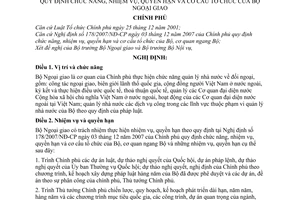 Nghị định 15/2008/NĐ-CP chức năng, nhiệm vụ, quyền hạn cơ cấu tổ chức  Bộ Ngoại giao