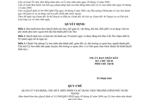 Quyết định 13/2008/QĐ-UBND  quy chế quản lý, vận động, thu hút, điều phối và sử dụng viện trợ phi chính phủ nước ngoài trên địa bàn Cần Thơ