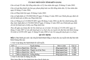 Quyết định 02/2008/QĐ-UBND giá cước vận chuyển hành khách xe buýt Kiên Giang