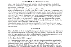 Quyết định 10/2008/QĐ-UBND chế độ chi tiêu tiếp khách trong nước