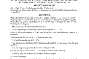 Quyết định 25/2008/QĐ-TTg cơ chế, chính sách hỗ trợ phát triển KTXH các tỉnh vùng Tây Nguyên đến năm 2010