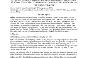 Quyết định  27/2008/QĐ-TTg cơ chế, chính sách hỗ trợ phát triển KTXH các tỉnh vùng Trung du và miền núi Bắc bộ đến năm 2010