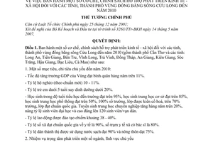 Quyết định 26/2008/QĐ-TTg  cơ chế, chính sách hỗ trợ phát triển KTXH các tỉnh, thành phố vùng Đồng bằng sông Cửu Long đến năm 2010