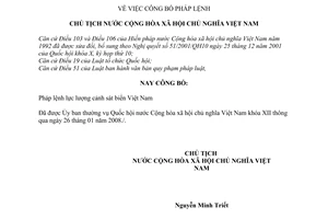 Lệnh công bố Pháp lệnh lực lượng cảnh sát biển Việt Nam 01/2008/L-CTN