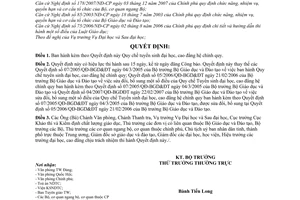 Quyết định  05/2008/QĐ-BGDĐT  “Quy chế tuyển sinh đại học, cao đẳng hệ chính quy”