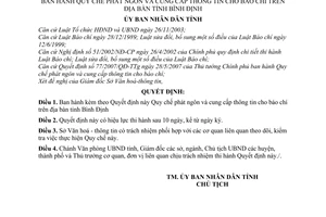 Quyết định  11/2008/QĐ-UBND quy chế phát ngôn và cung cấp thông tin cho báo chí trên địa bàn tỉnh Bình Định