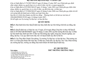 Quyết định  06/2008/QĐ-BGDĐT  quy định đào tạo liên thông trình độ cao đẳng, đại học