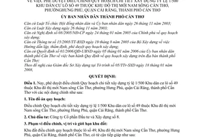 Quyết định 389/QĐ-UBND phê duyệt điều chỉnh Quy hoạch chi tiết XD tỷ lệ 1/500 Khu dân cư lô số 49 thuộc Khu đô thị mới Nam sông Cần Thơ