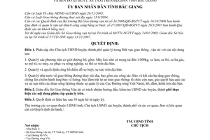 Quyết định 13/2008/QĐ-UBND phân cấp quản lý phương tiện cơ giới đường bộ, quản lý đường thuỷ nội địa và bến đỗ xe buýt, xe taxi tỉnh Bắc Giang