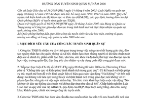 Thông tư 16/2008/TT-BQP hướng dẫn tuyển sinh quân sự năm 2008
