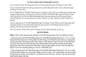 Quyết định 11/2008/QĐ-UBND tăng mức phụ cấp cán bộ không chuyên trách Kiên Giang