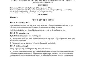 Nghị định 20/2008/NĐ-CP tiếp nhận, xử lý phản ánh, kiến nghị của cá nhân, tổ chức về quy định hành chính