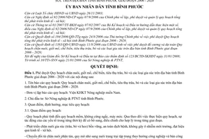 Quyết định  03/2008/QĐ-UBND phê duyệt quy hoạch chăn nuôi, giết mổ, chế biến, tiêu thụ trâu, bò và các loại gia súc trên tỉnh Bình Phước 2006-2020