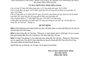 Quyết định  07/2008/QĐ-UBND quy chế phát ngôn và cung cấp thông tin cho báo chí trên địa bàn tỉnh Tiền Giang