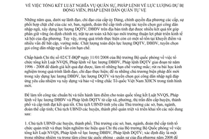 Chỉ thị 05/CT-UBND 2008 tổng kết Luật Nghĩa vụ quân sự Pháp lệnh dự bị động viên Dân quân Quảng Bình