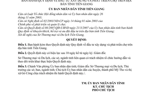 Quyết định  08/2008/QĐ-UBND quy định  đầu tư xây dựng và phát triển chợ trên địa bàn tỉnh Tiền Giang