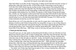 Thông báo 1079/TB-BNN-VP kết quả kiểm tra công tác bảo vệ phát triển rừng tỉnh Tây Nguyên từ ngày 22/01 đến 28/01/2008