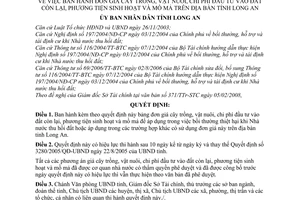 Quyết định 08/2008/QĐ-UBND đơn giá cây trồng, vật nuôi, chi phí đầu tư vào đất còn lại, phương tiện sinh hoạt và mồ mả trên địa bàn tỉnh Long An