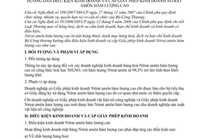 Thông tư 02/2008/TT-BCT hướng dẫn điều kiện kinh doanh cấp giấy phép kinh doanh Nitrat Amôn hàm lượng cao