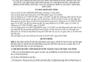 Quyết định 08/2008/QĐ-UBND quy định chế độ chi tiêu đón tiếp khách nước ngoài,trong nước đến làm việc;tổ chức hội nghị, hội thảo quốc tế tỉnh Đắk Lắk