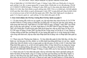 Chỉ thị 02/2008/CT-UBND tổ chức thực hiện nhiệm vụ quốc phòng năm 2008 quận 3