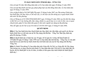 Quyết định 06/2008/QĐ-UBND giải quyết thủ tục hành chính cơ chế một cửa Sở Xây dựng Bà Rịa Vũng Tàu