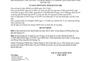 Quyết định 07/2008/QĐ-UBND quy chế tổ chức và hoạt động của phòng tiếp công dân tỉnh Quảng Trị