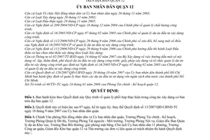 Quyết định 01/2008/QĐ-UBND-TC  quy trình quản lý phối hợp thực hiện đầu tư xây dựng cơ bản trên địa bàn quận 12