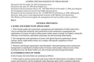 Circular No. 04/2008/TT-BXD of February 20, 2008, guiding the management of urban roads.