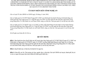 Quyết định 516/QĐ-UBND năm 2008 thực hiện cải cách hành chính nâng cao hiệu lực hiệu quả quản lý Nghệ An