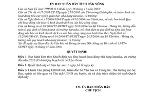 Quyết định 07/2008/QĐ-UBND Quy hoạch hoạt động nhà hàng karaoke, vũ trường