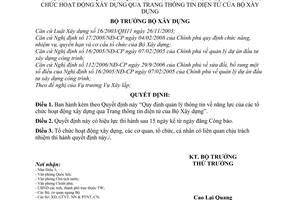 Quyết định 02/2008/QĐ-BXD quy định quản lý thông tin về năng lực của các tổ chức hoạt động xây dựng qua trang thông tin điện tử