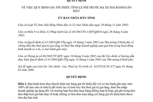 Quyết định 460/QĐ-UBND 2008 giá tối thiểu tính lệ phí trước bạ xe hai bánh gắn máy Thừa Thiên Huế