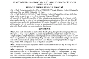 Quyết định 120/QĐ-TCTK  điều tra hoạt động sản xuất - kinh doanh của các doanh nghiệp  2008