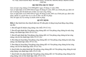 Quyết định  01/2008/QĐ-BTP  mẫu giấy tờ dùng trong hoạt động công chứng