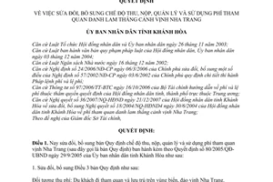 Quyết định 10/2008/QĐ-UBND sửa đổi  chế độ thu, nộp, quản lý và sử dụng phí tham quan danh lam thắng cảnh vịnh Nha Trang