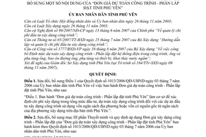 Quyết định 325/2008/QĐ-UBND sửa đổi Quyết định 1013/2006/QĐ-UBND