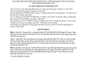 Quyết định 326/2008/QĐ-UBND sửa đổi Quyết định 1014/2006/QĐ-UBND