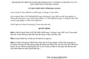 Quyết định 05/2008/QĐ-UBND bãi bỏ Quyết định 05/2007/QĐ-UBND tỉnh Hậu Giang