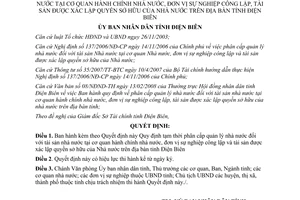 Quyết định 199/QĐ-UBND năm 2008 phân cấp quản lý nhà nước tài sản công Điện Biên
