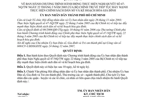 Quyết định 13/2008/QĐ-UBND chương trình hành động thực hiện NQ 47-NQ/TW đẩy mạnh thực hiện chính sách dân số và kế hoạch hóa gia đình