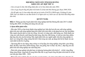 Nghị quyết 91/2008/NQ-HĐND quy hoạch phát triển sản xuất nông nghiệp Hải Dương