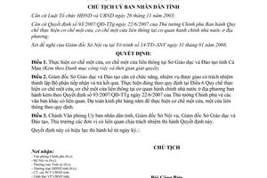 Quyết định 300/QĐ-UBND 2008 cơ chế một cửa liên thông Sở Giáo dục Đào tạo Cà Mau